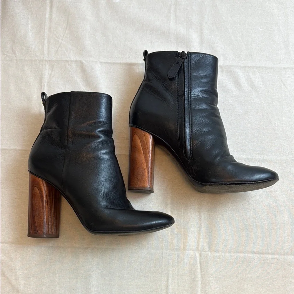 Tory Burch Black‎ Heeled Boots with Wood Heel Size 7M